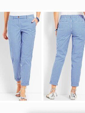 Talbots Gingham Girlfriend Chino Blue White Size 16